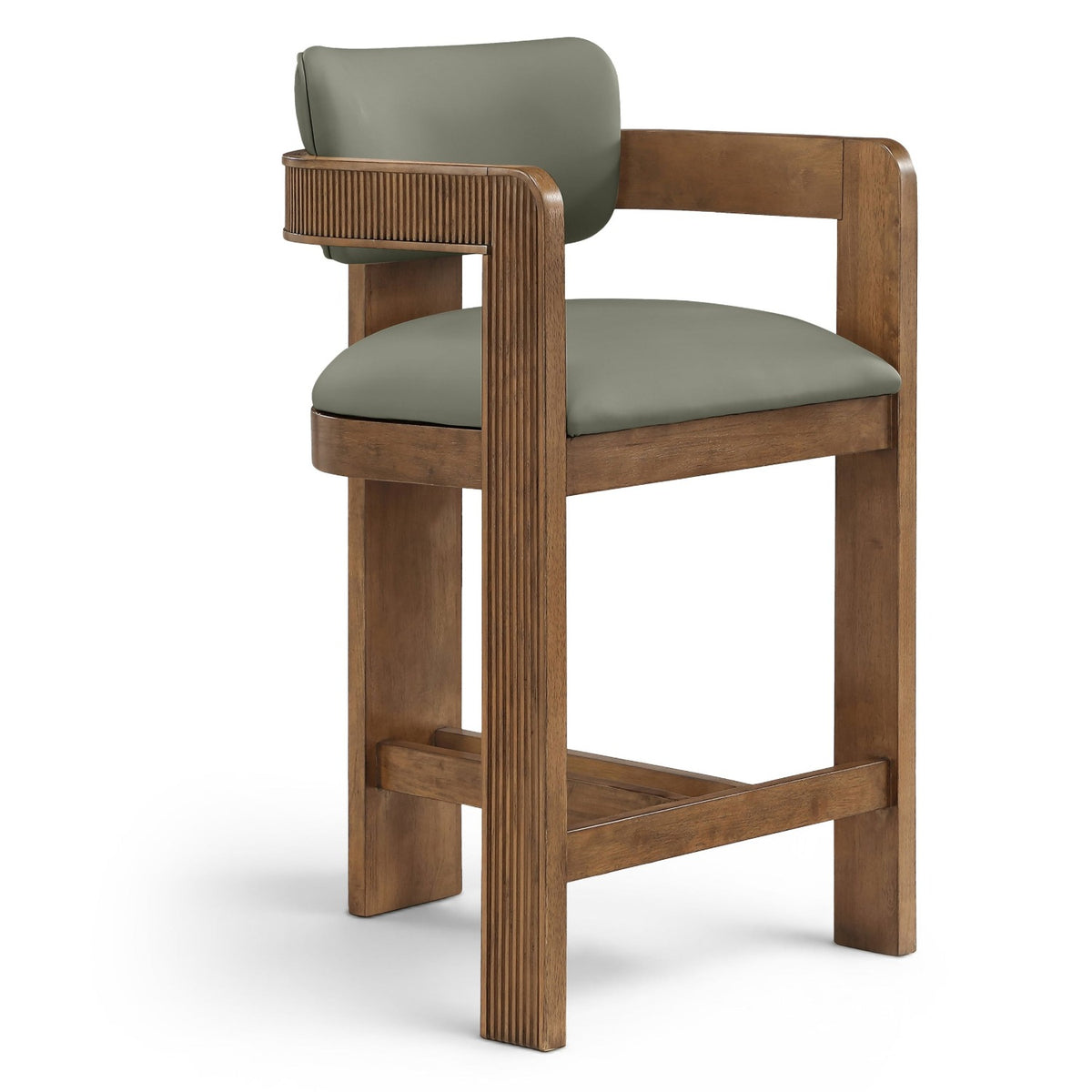 Sacha Olive Vegan Leather Upholstered Counter Stool in olive vegan leather, primary product view