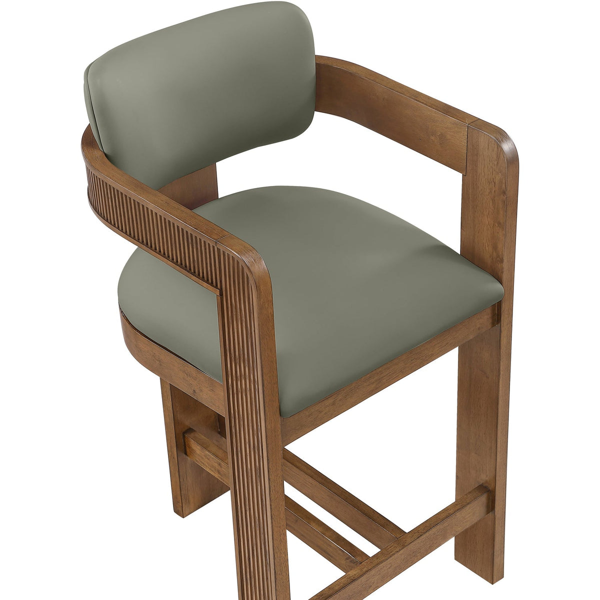 Sacha Olive Vegan Leather Upholstered Counter Stool Set of 2