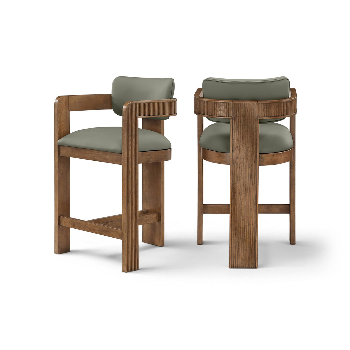 Sacha Olive Vegan Leather Upholstered Counter Stool Set of 2