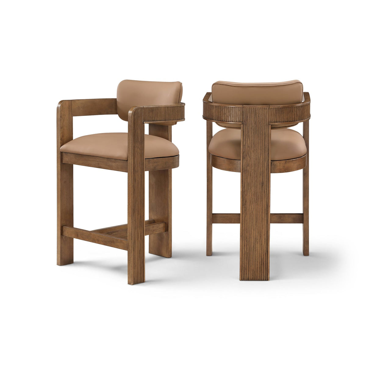 Sacha Tan Vegan Leather Upholstered Counter Stool Set of 2