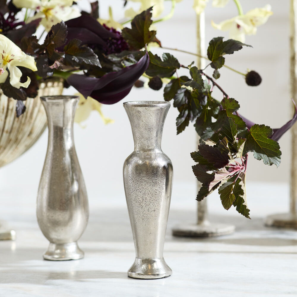 Henna Budvase Set of 3 another view, gold or silver metal budvase set of 3