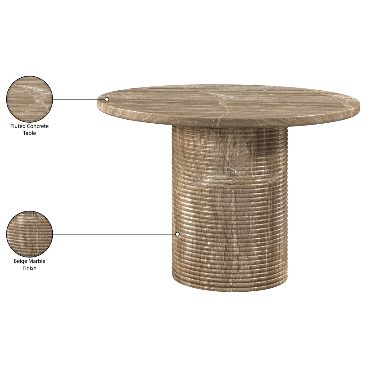 Rapallo 43in Beige Concrete Indoor/Outdoor Dining Table