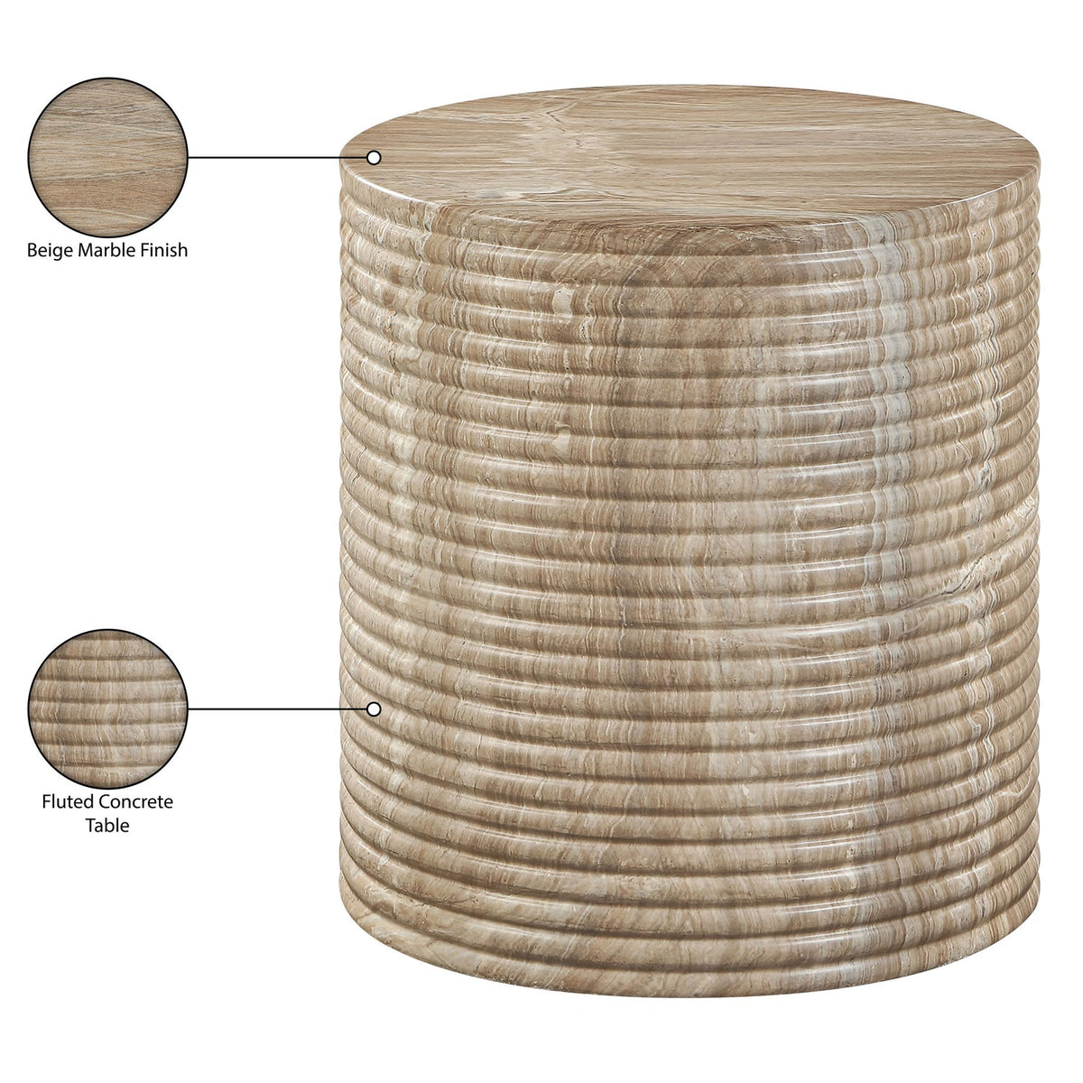 Rapallo Beige Concrete Indoor/Outdoor End Table Set of 2