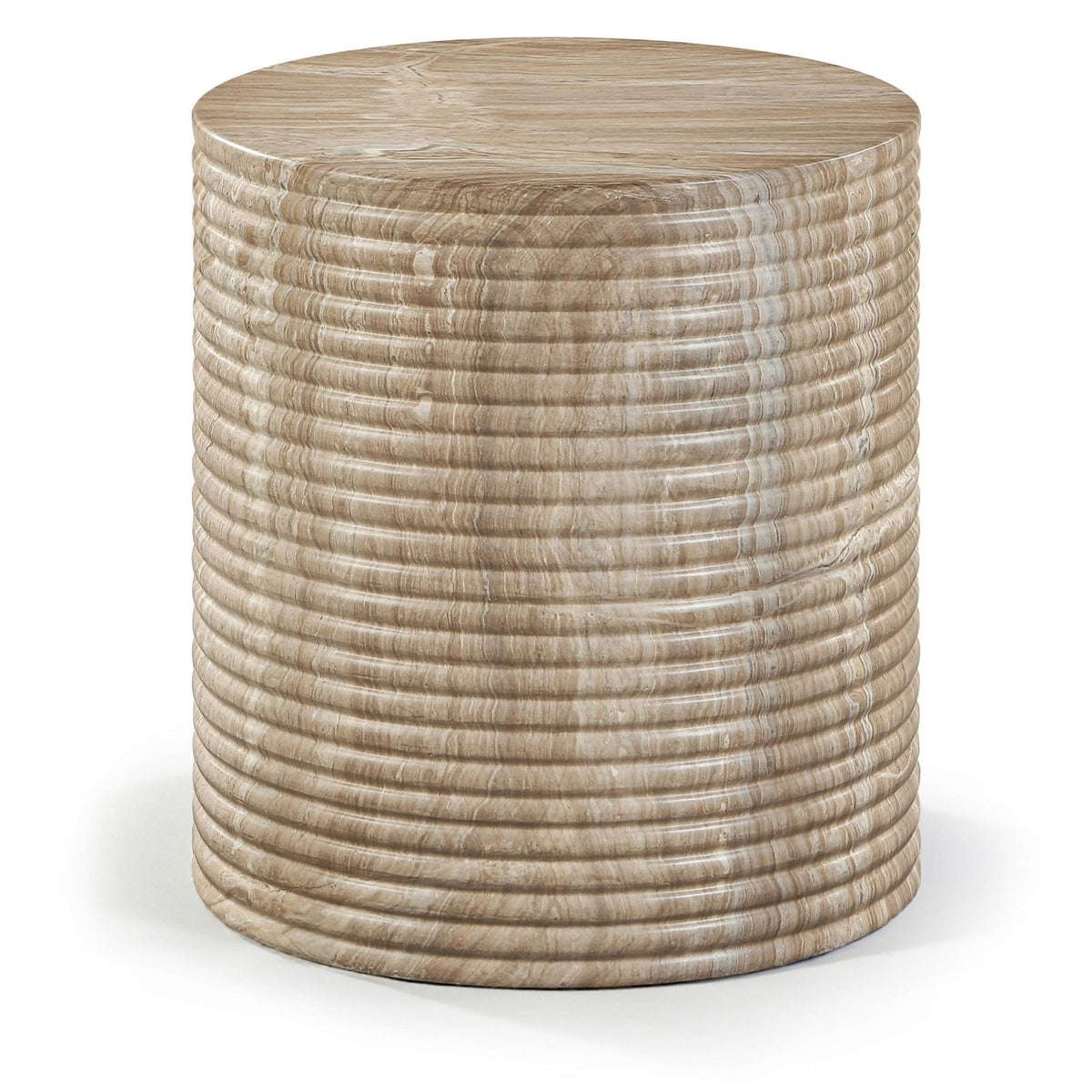 Rapallo Concrete End Table in beige marble fluted concrete, primary product view