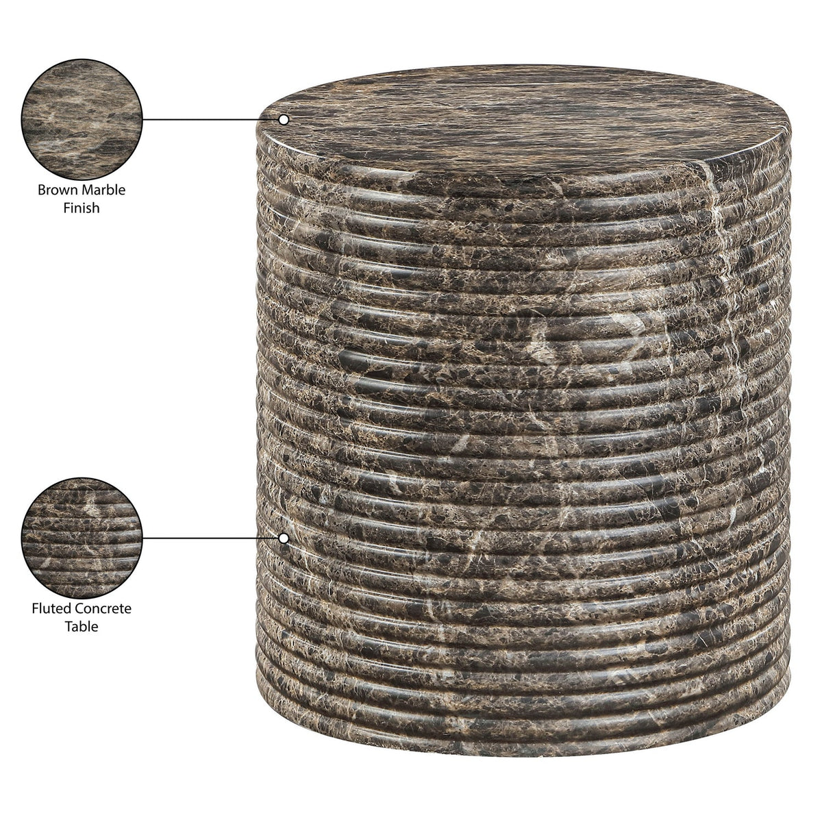 Rapallo Brown Concrete Indoor/Outdoor End Table Set of 2