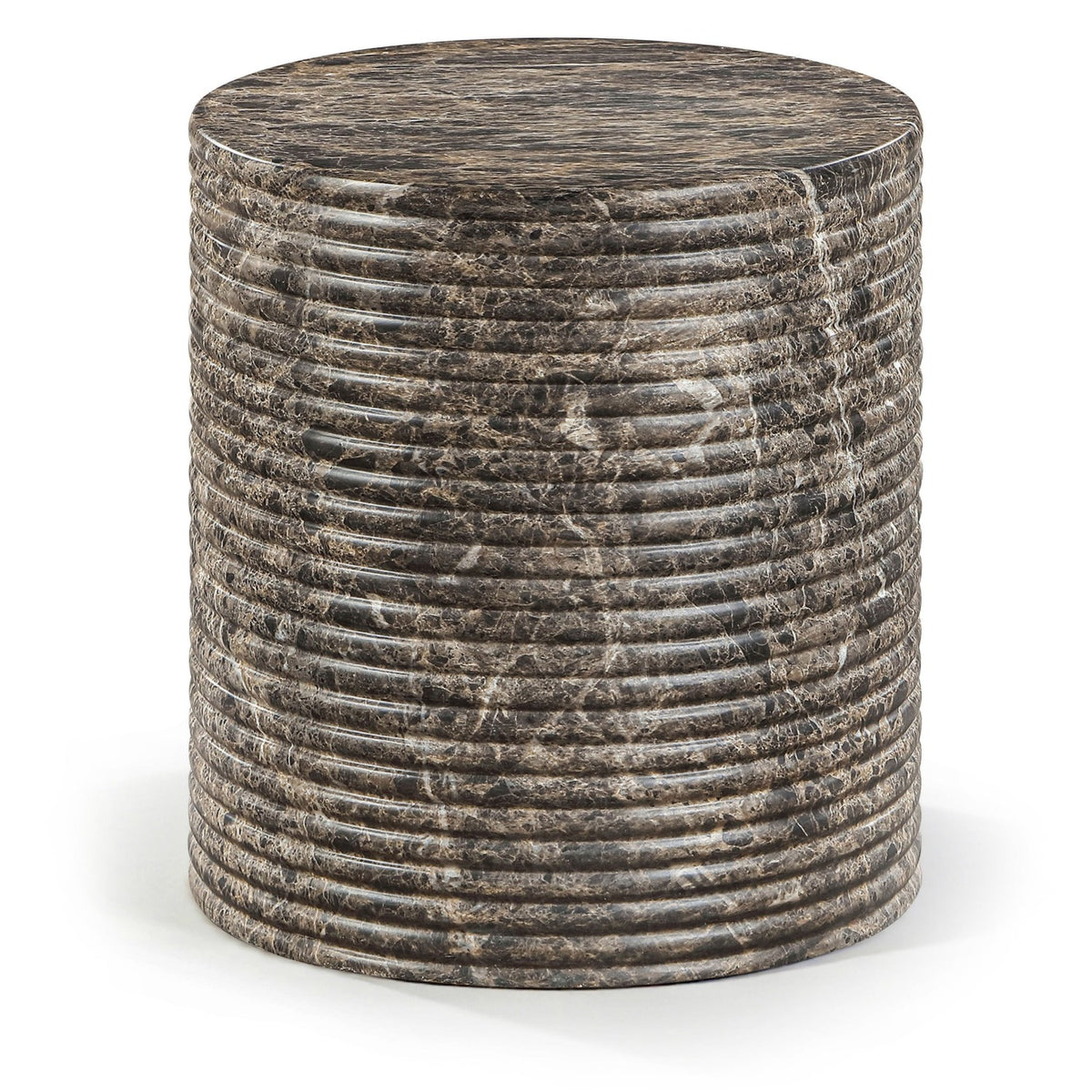 Rapallo Concrete End Table in brown marble fluted concrete, primary product view