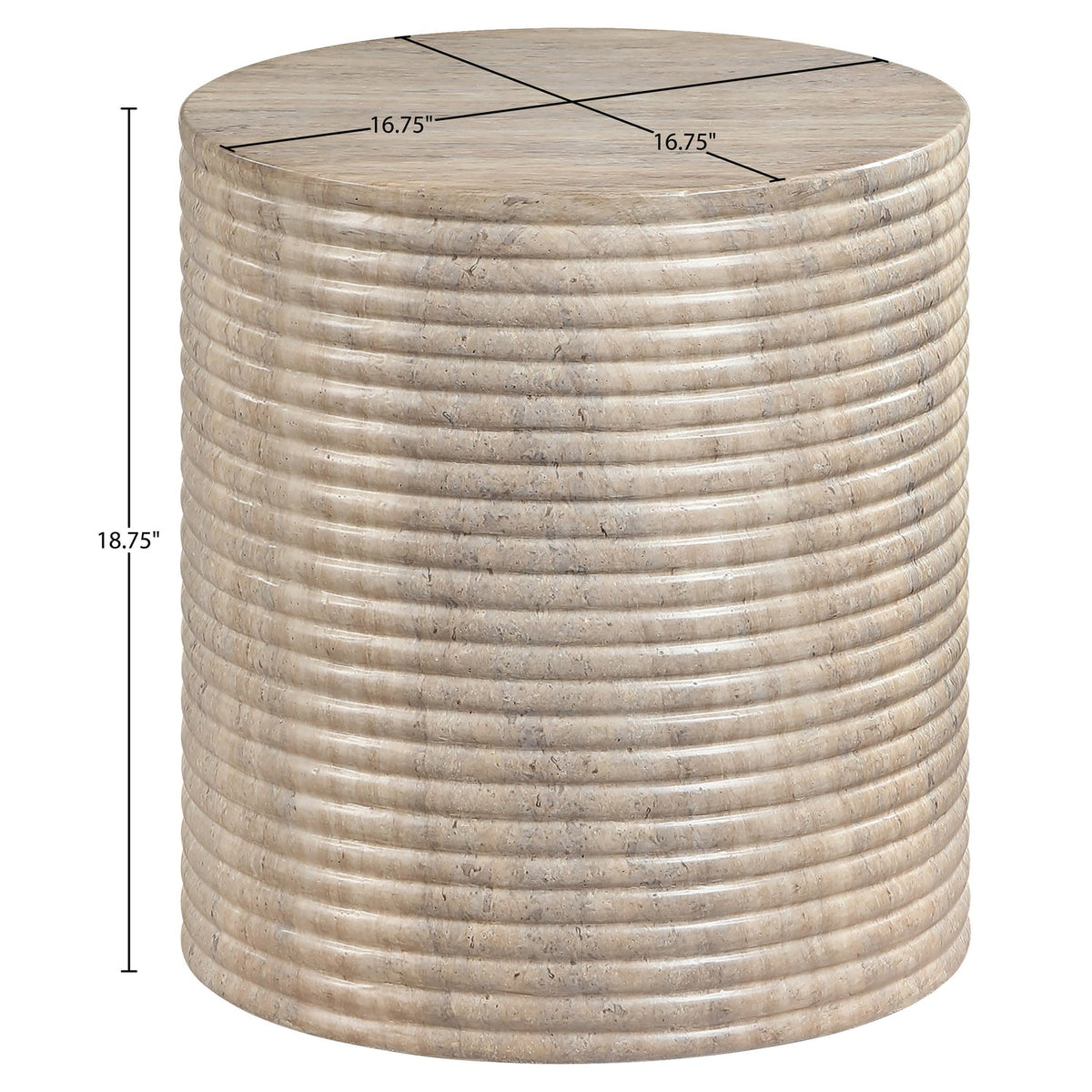 Rapallo Travertine Concrete Indoor/Outdoor End Table Set of 2