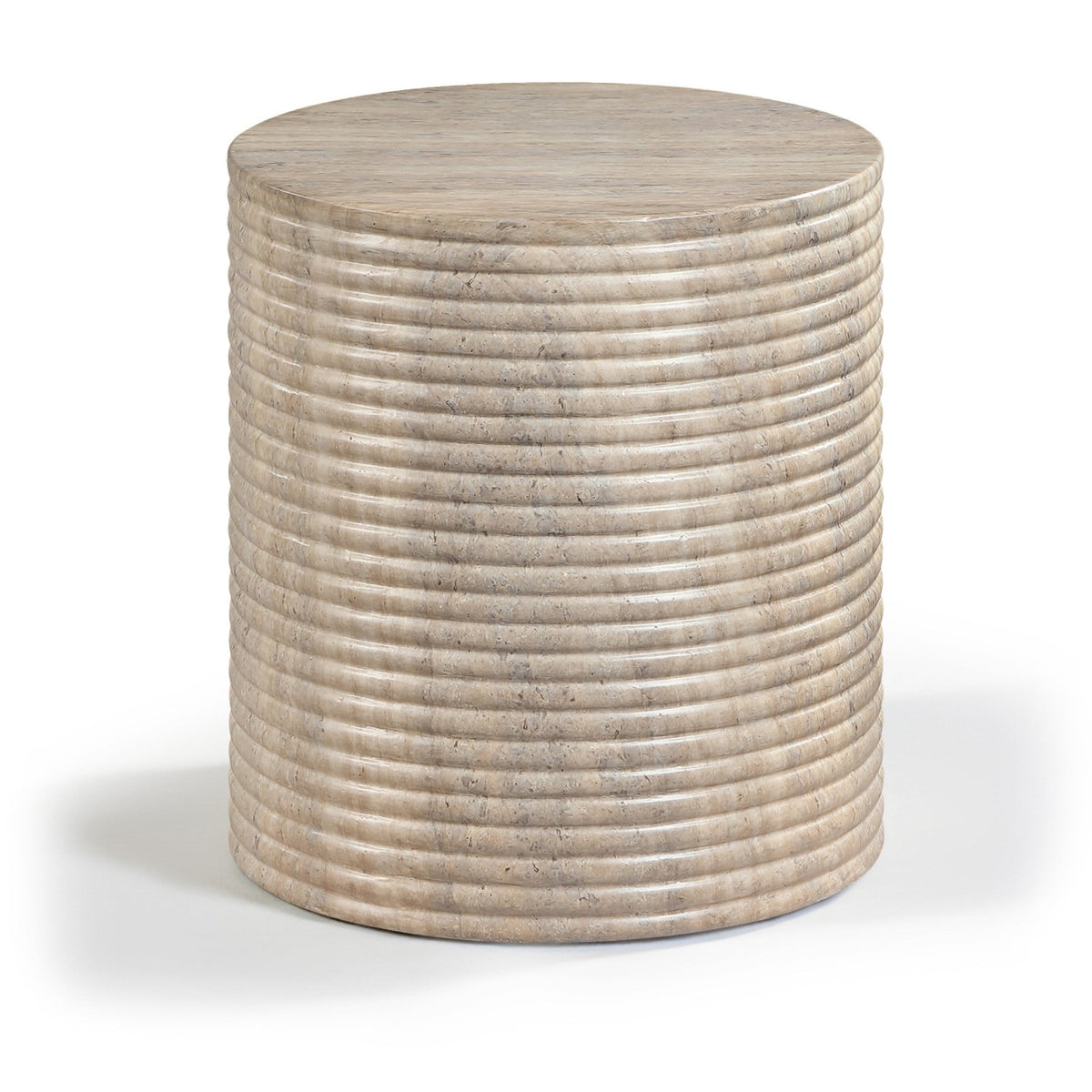 Rapallo Concrete End Table in travertine fluted concrete, primary product view