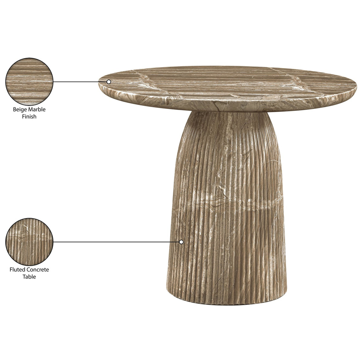 Venosa 36in Beige Concrete Indoor/Outdoor Dining Table