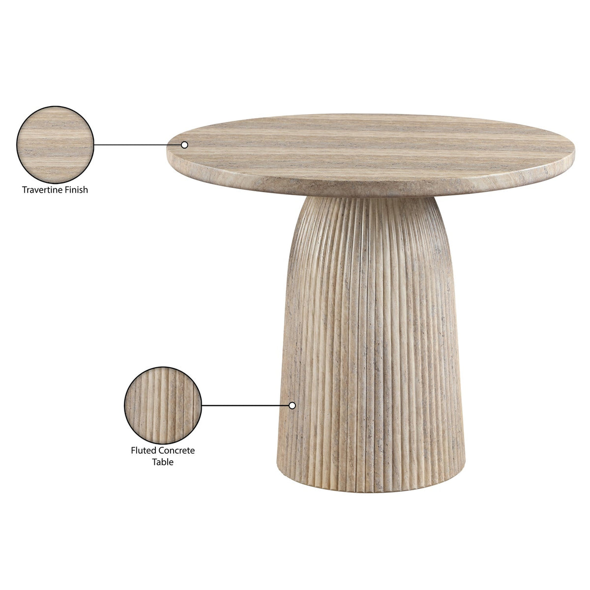 Venosa 36in Travertine Concrete Indoor/Outdoor Dining Table
