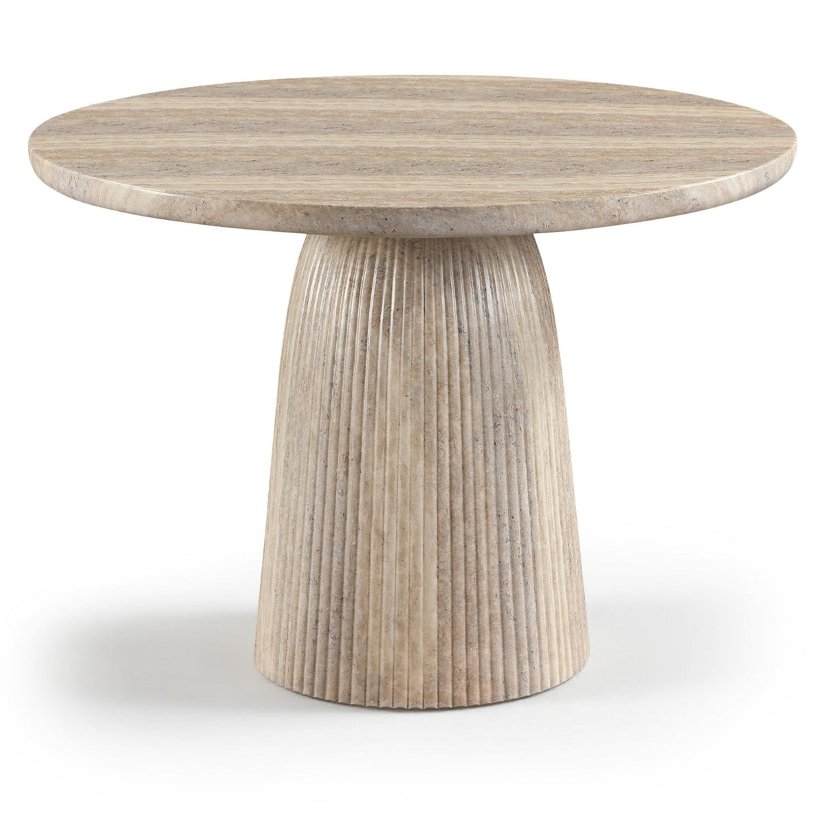 Venosa 42" Travertine Concrete Indoor/Outdoor Dining Table in travertine-finish fluted concrete, primary product view