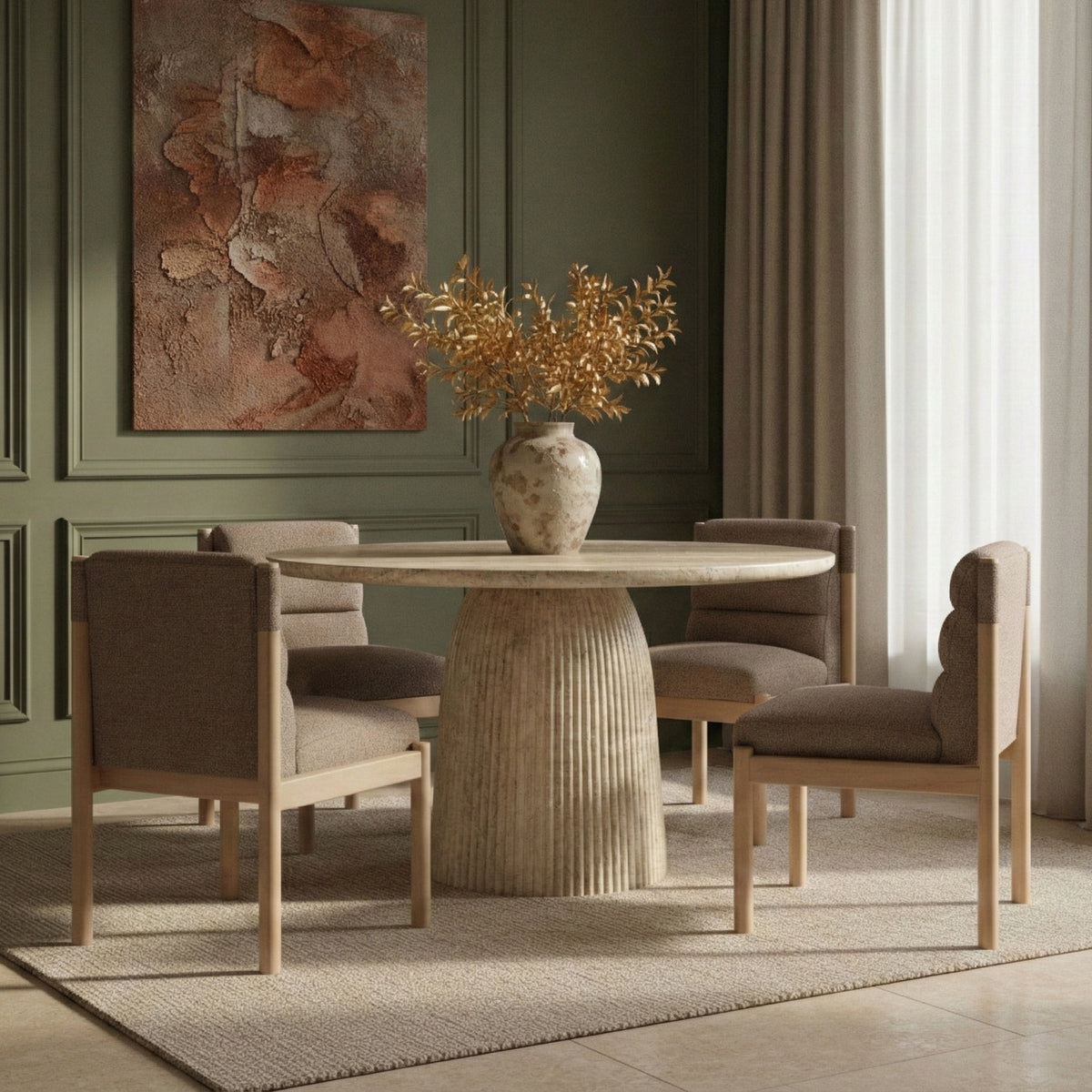 Venosa 42in Travertine Concreteindoor/Outdoor Dining Table