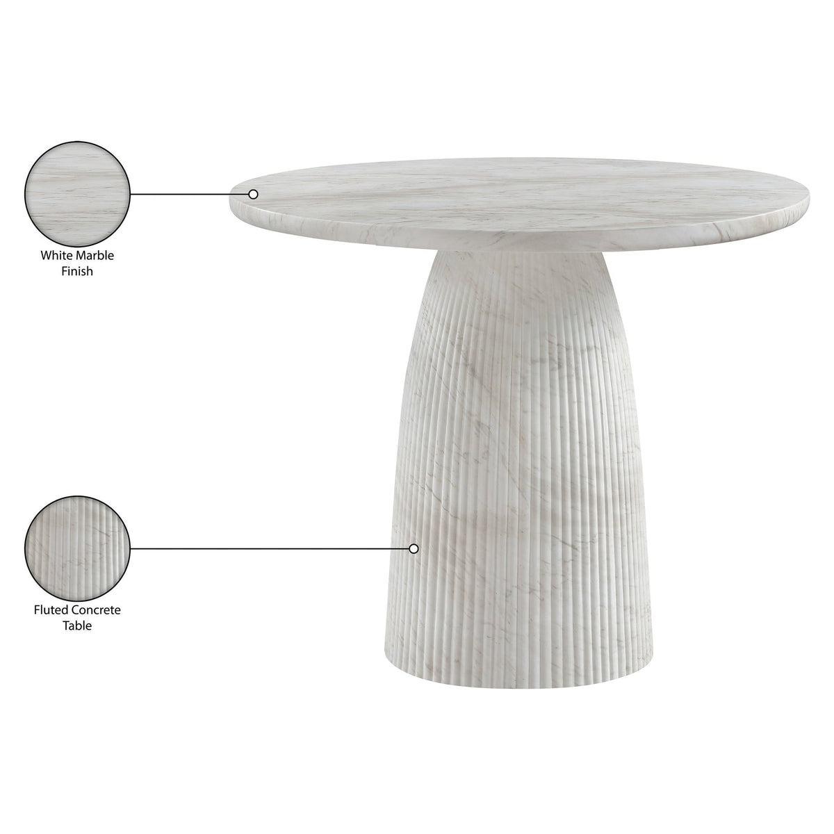 Venosa 36in White Concrete Indoor/Outdoor Dining Table
