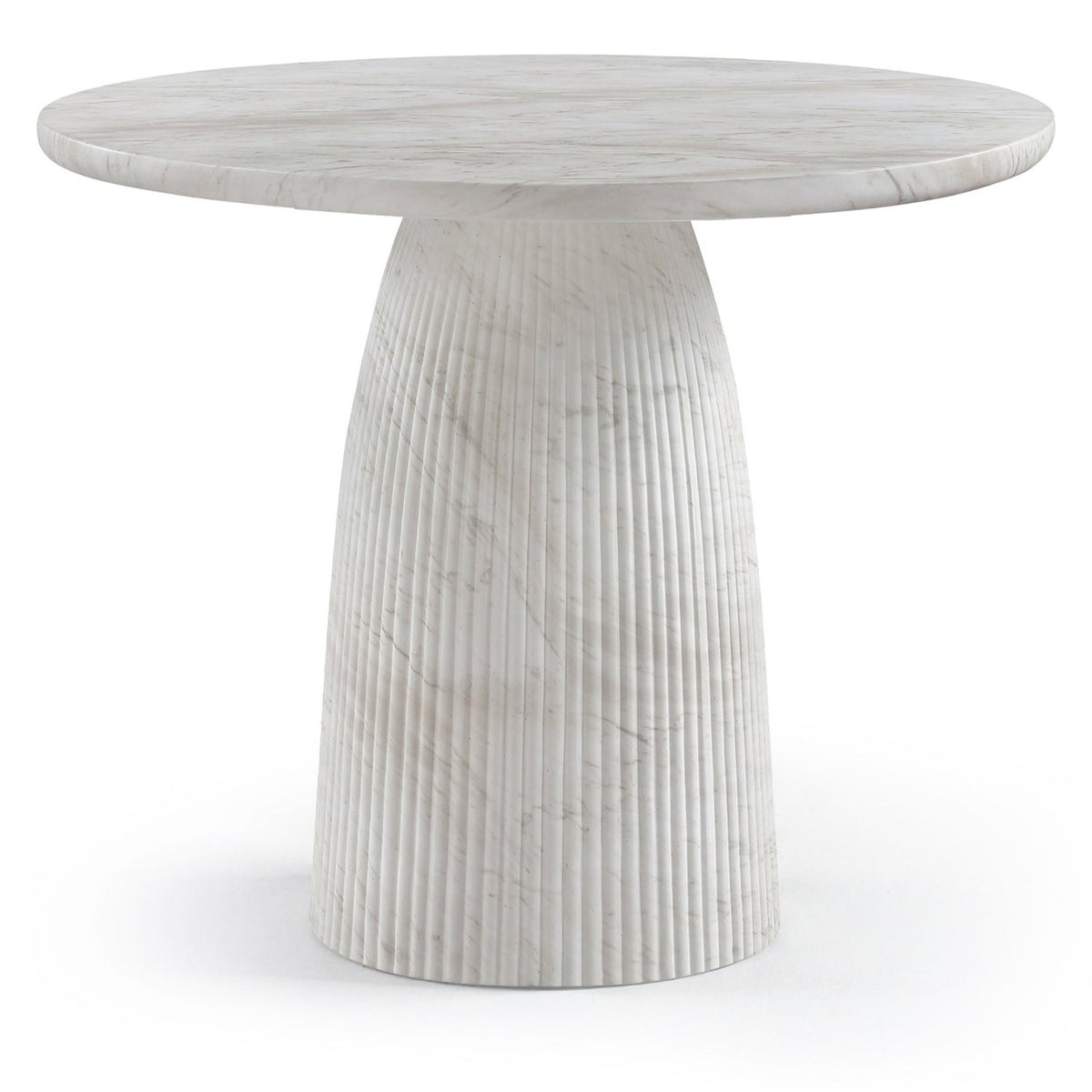 Venosa 36" White Concrete Indoor/Outdoor Dining Table in white fluted concrete, primary product view
