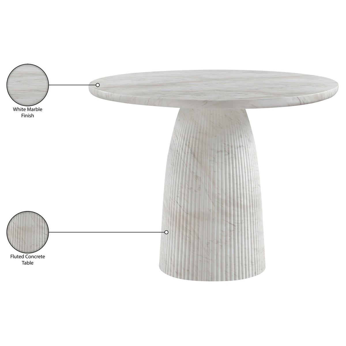 Venosa 42in White Concrete Indoor/Outdoor Dining Table