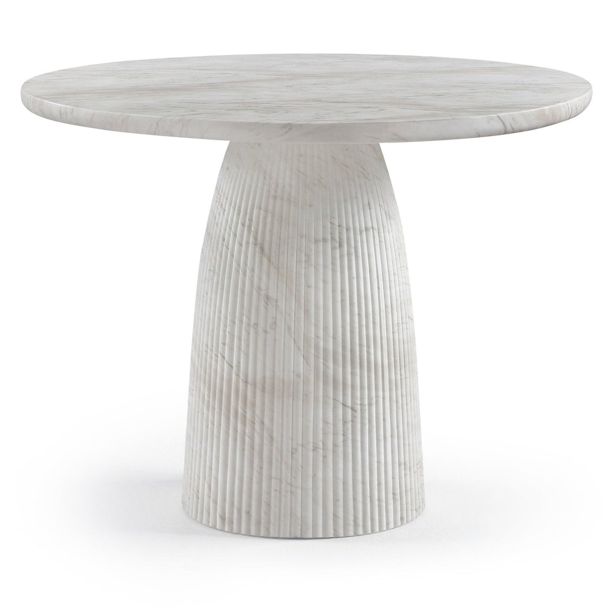 Venosa 42" White Concrete Indoor/Outdoor Dining Table in white-marble fluted concrete, primary product view