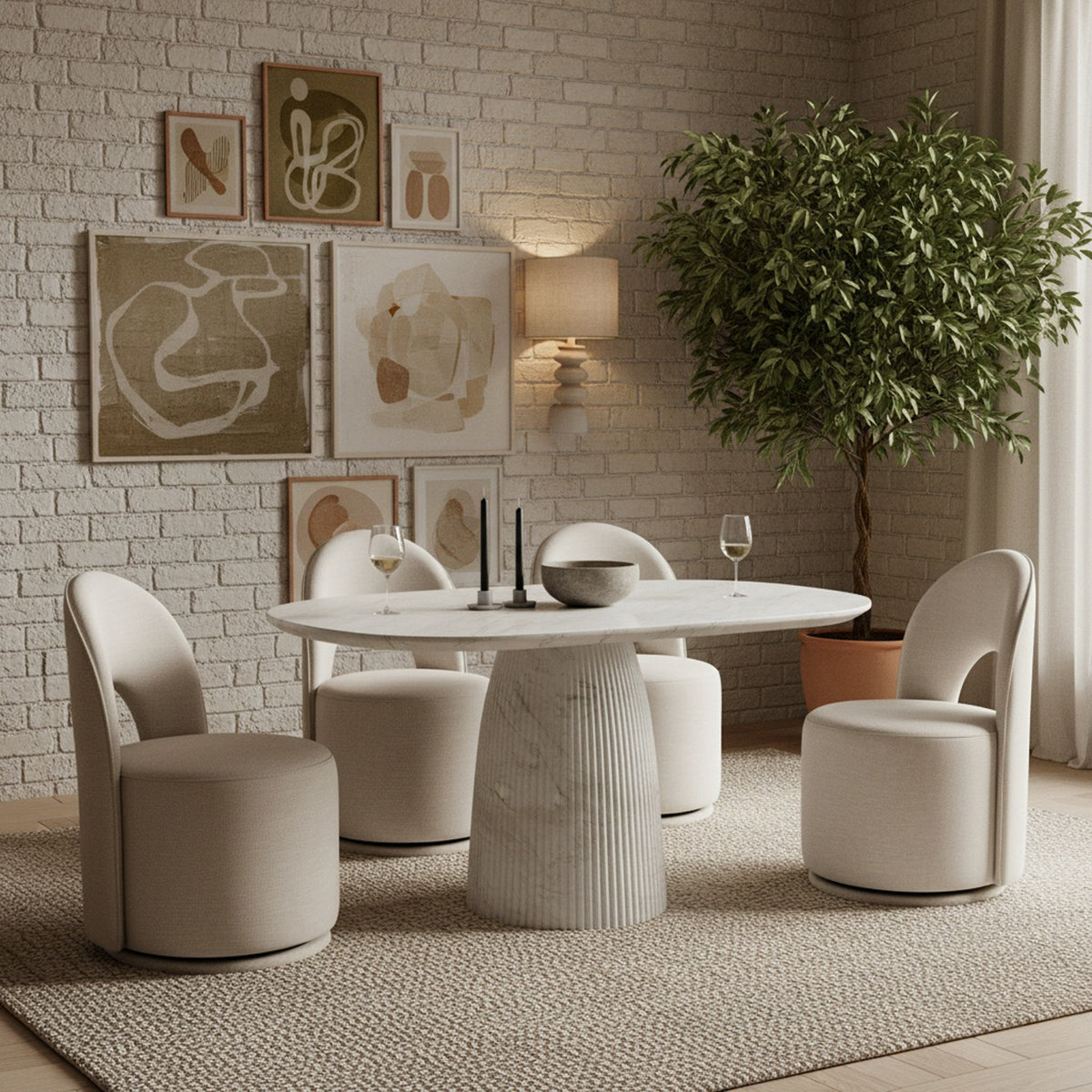 Venosa 42in White Concreteindoor/Outdoor Dining Table