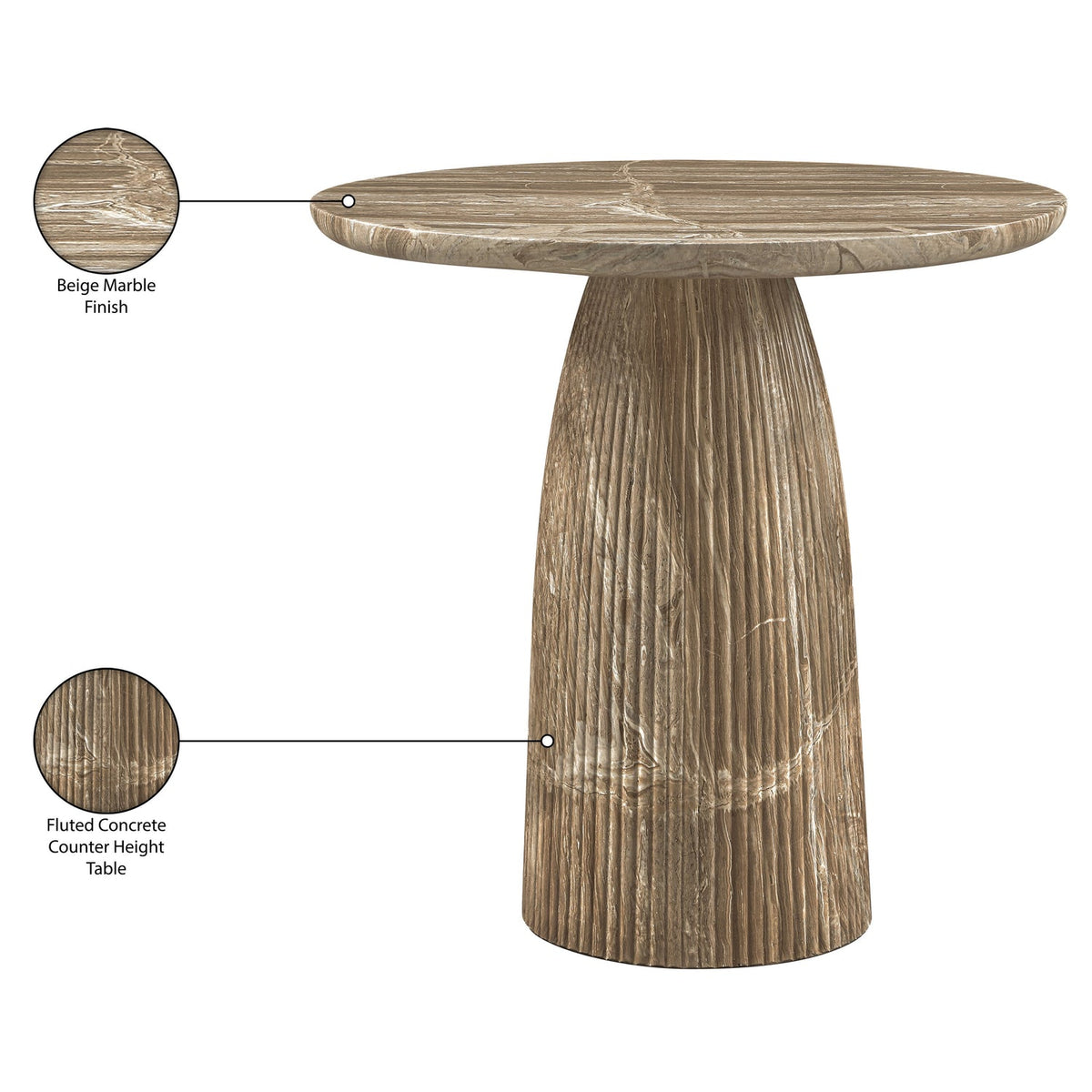 Venosa 42in Beige Concrete Indoor/Outdoor Counter Table