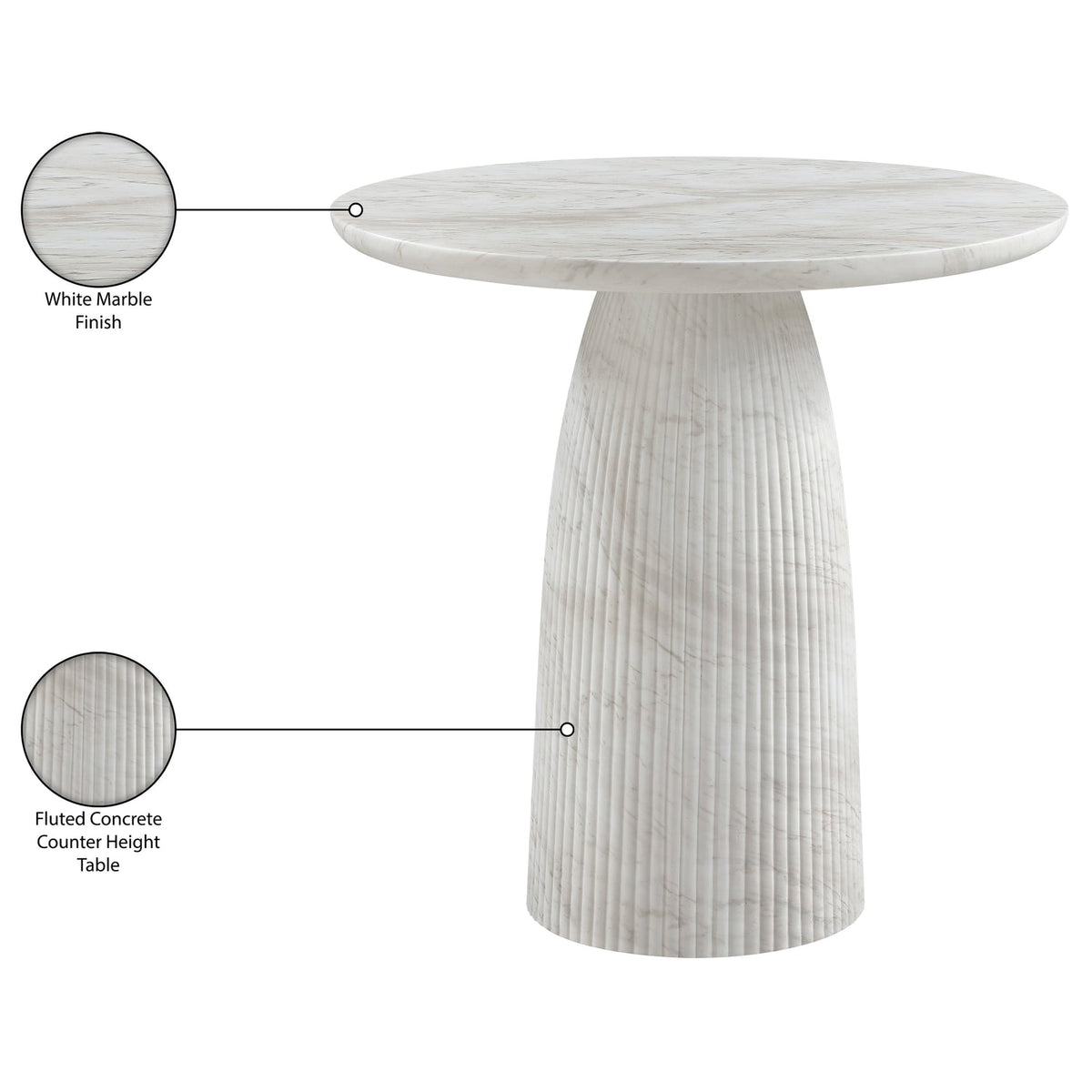 Venosa 36in White Concrete Indoor/Outdoor Counter Table