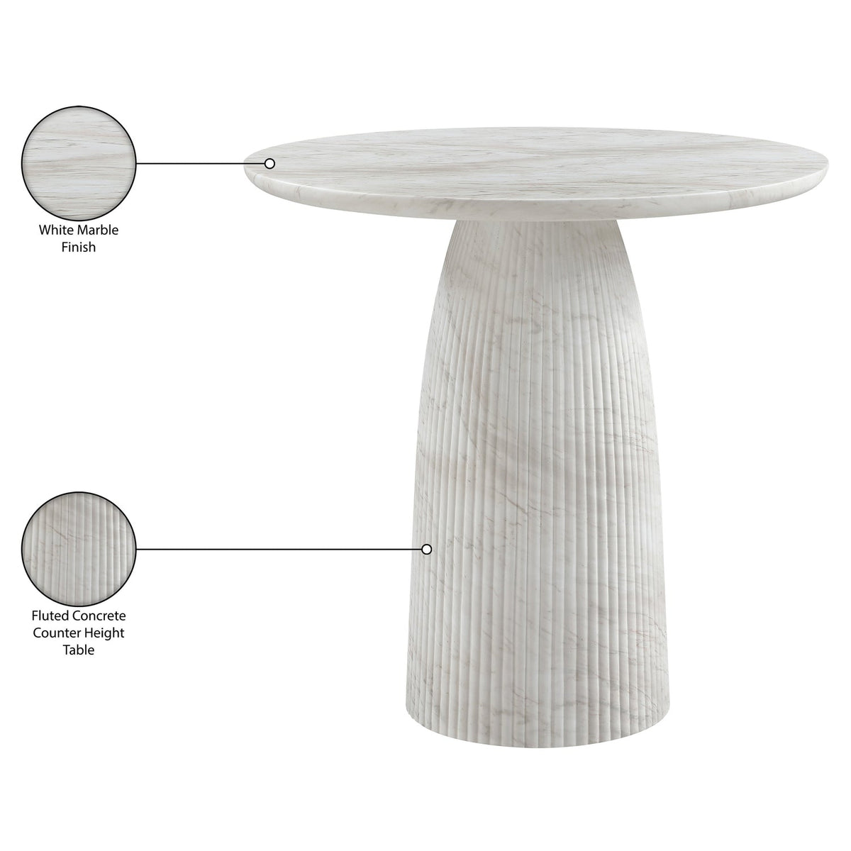 Venosa 42in White Concrete Indoor/Outdoor Counter Table