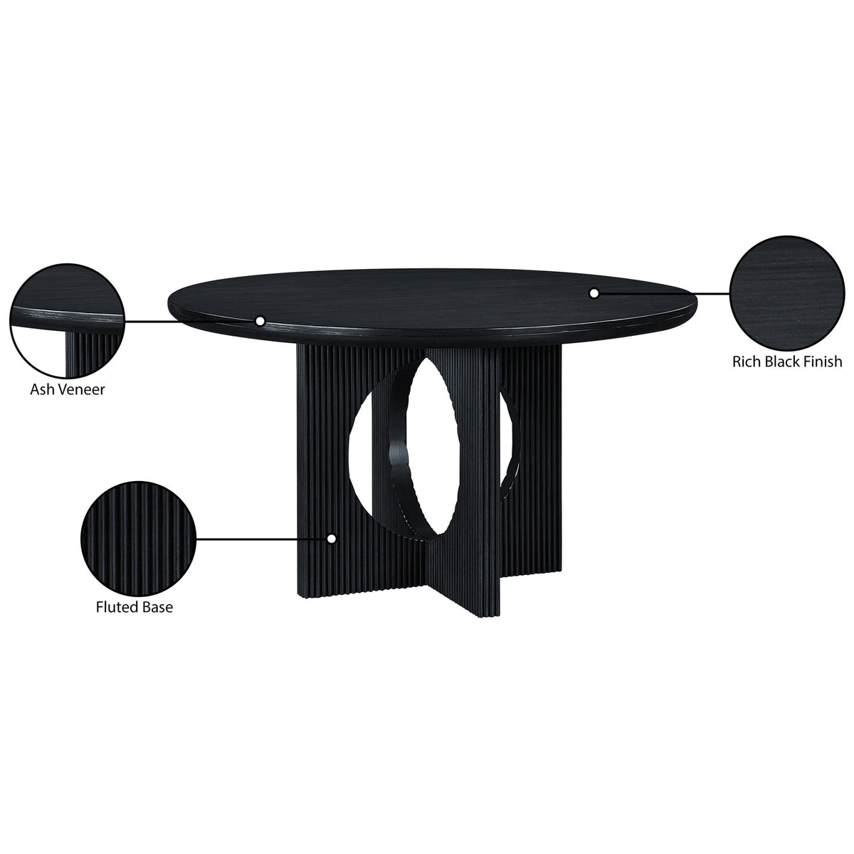Rivas 54in Black Wood And Veneer Dining Table