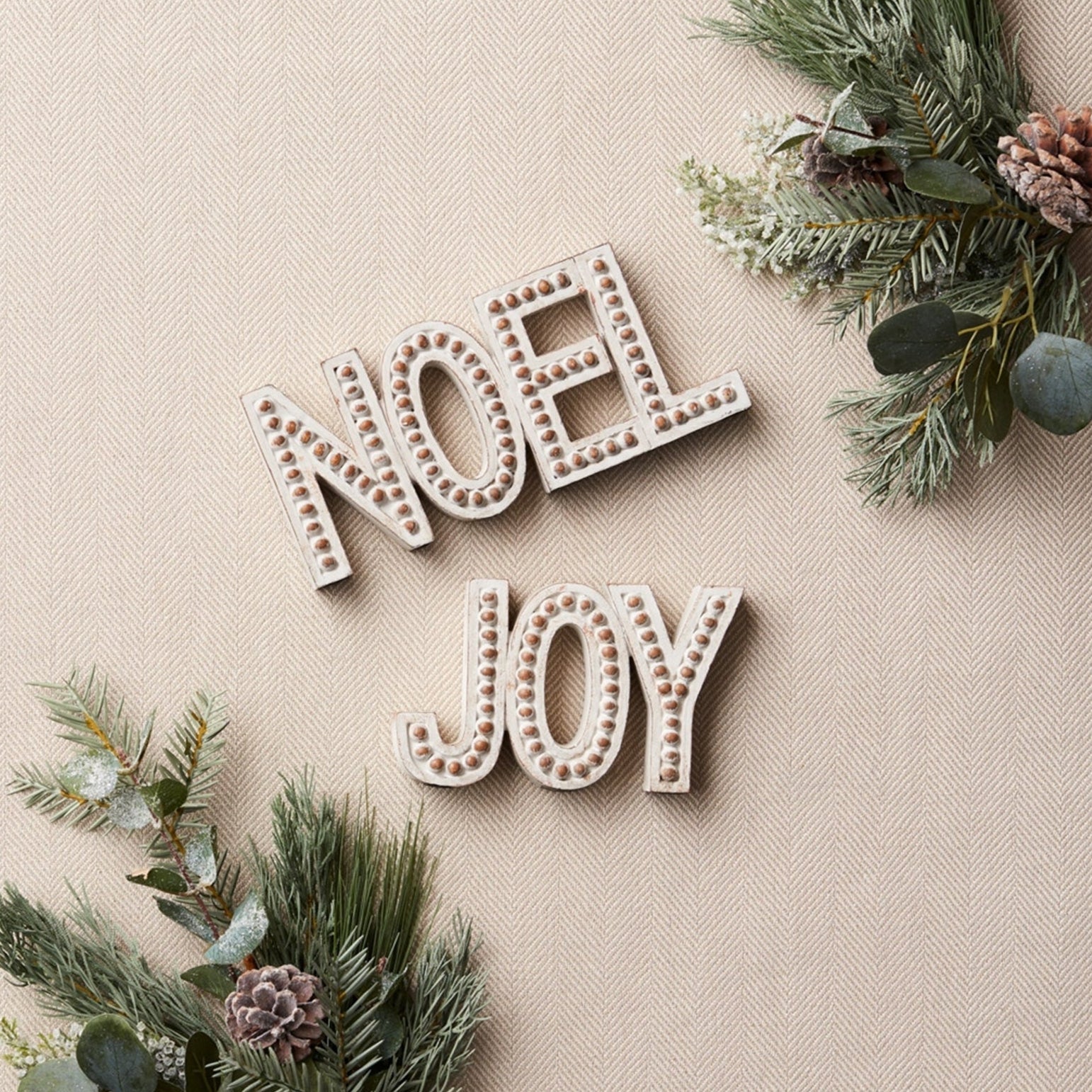 Beaded Wood Design Noel and Joy Set of 2