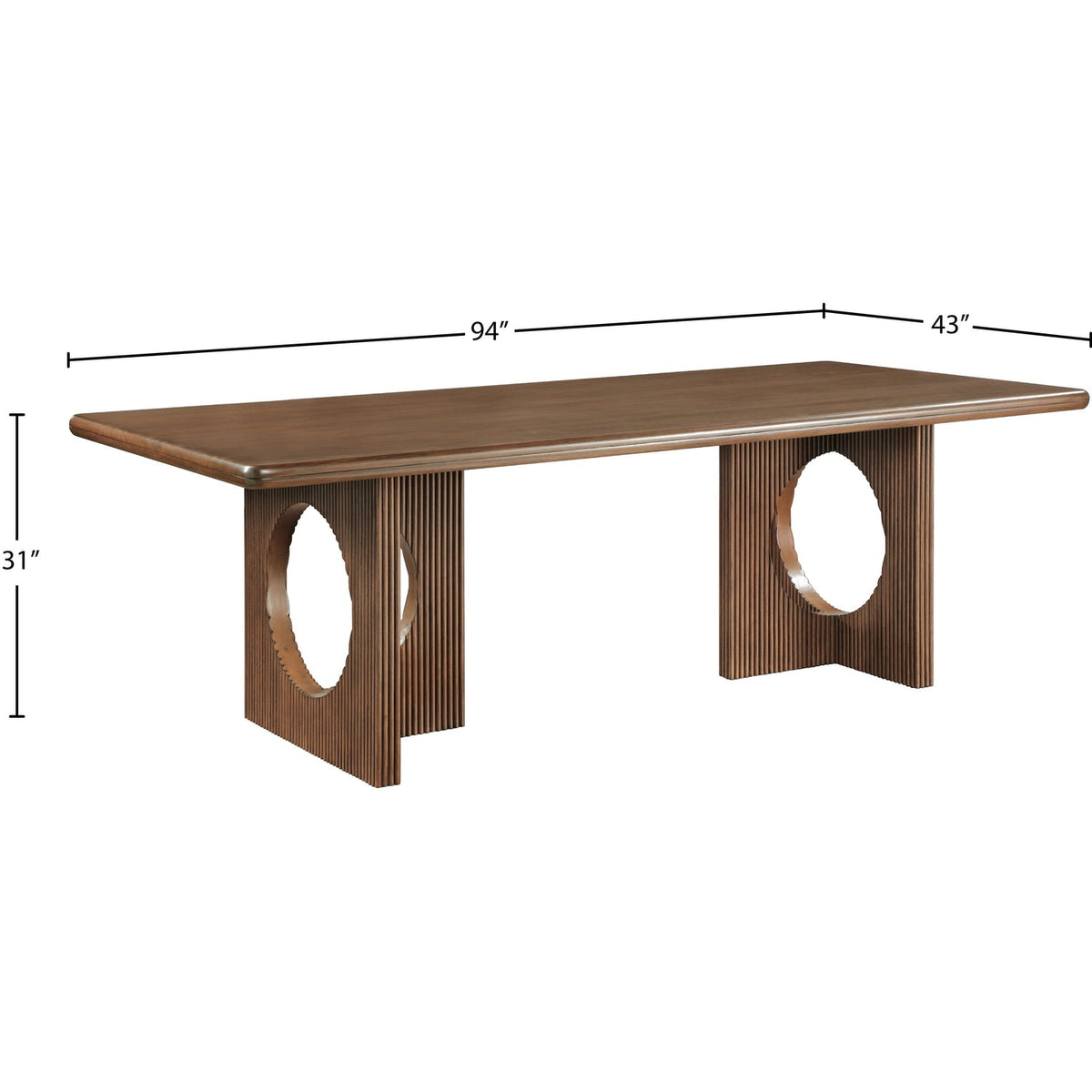 Rivas 94in Walnut Wood And Veneer Dining Table