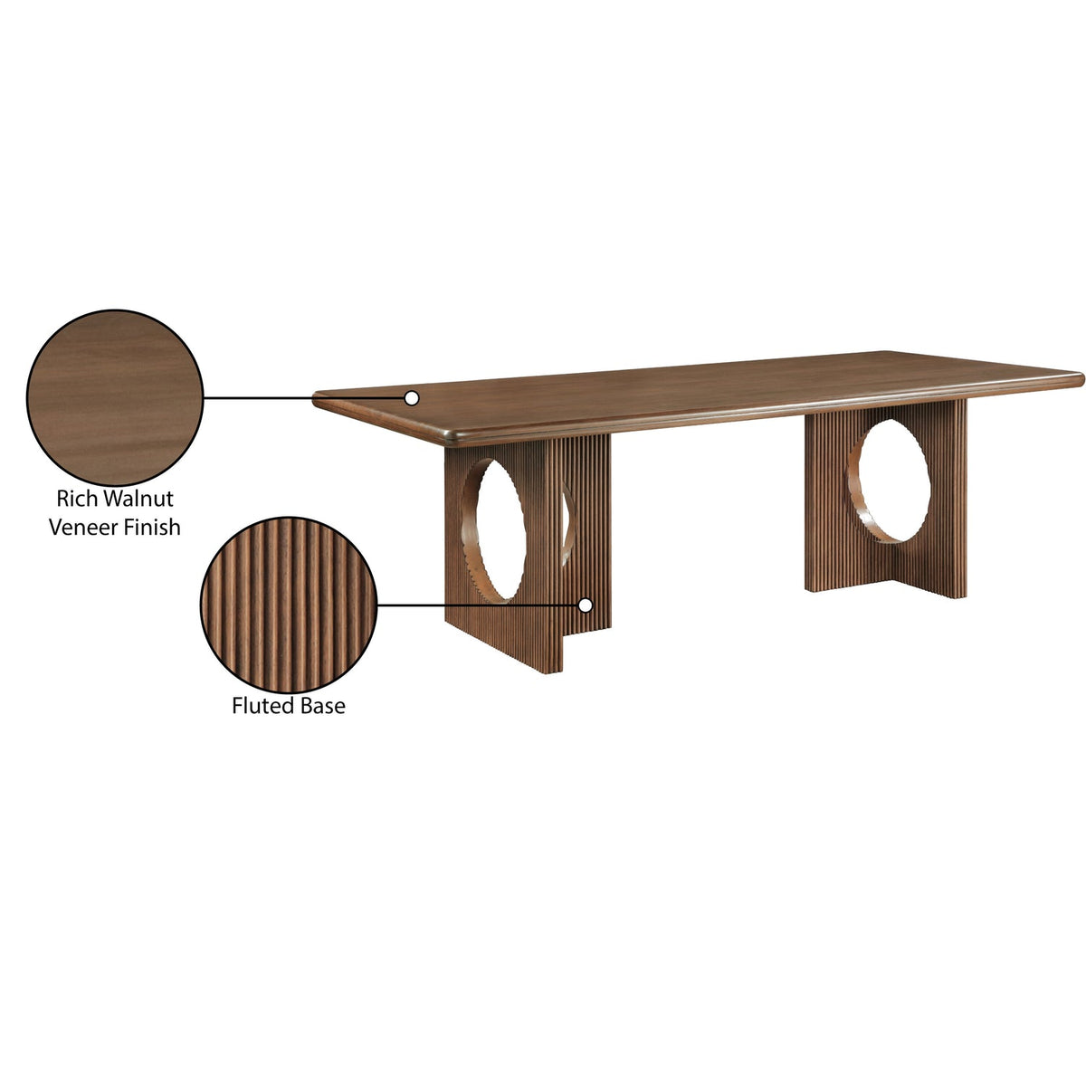Rivas 94in Walnut Wood And Veneer Dining Table