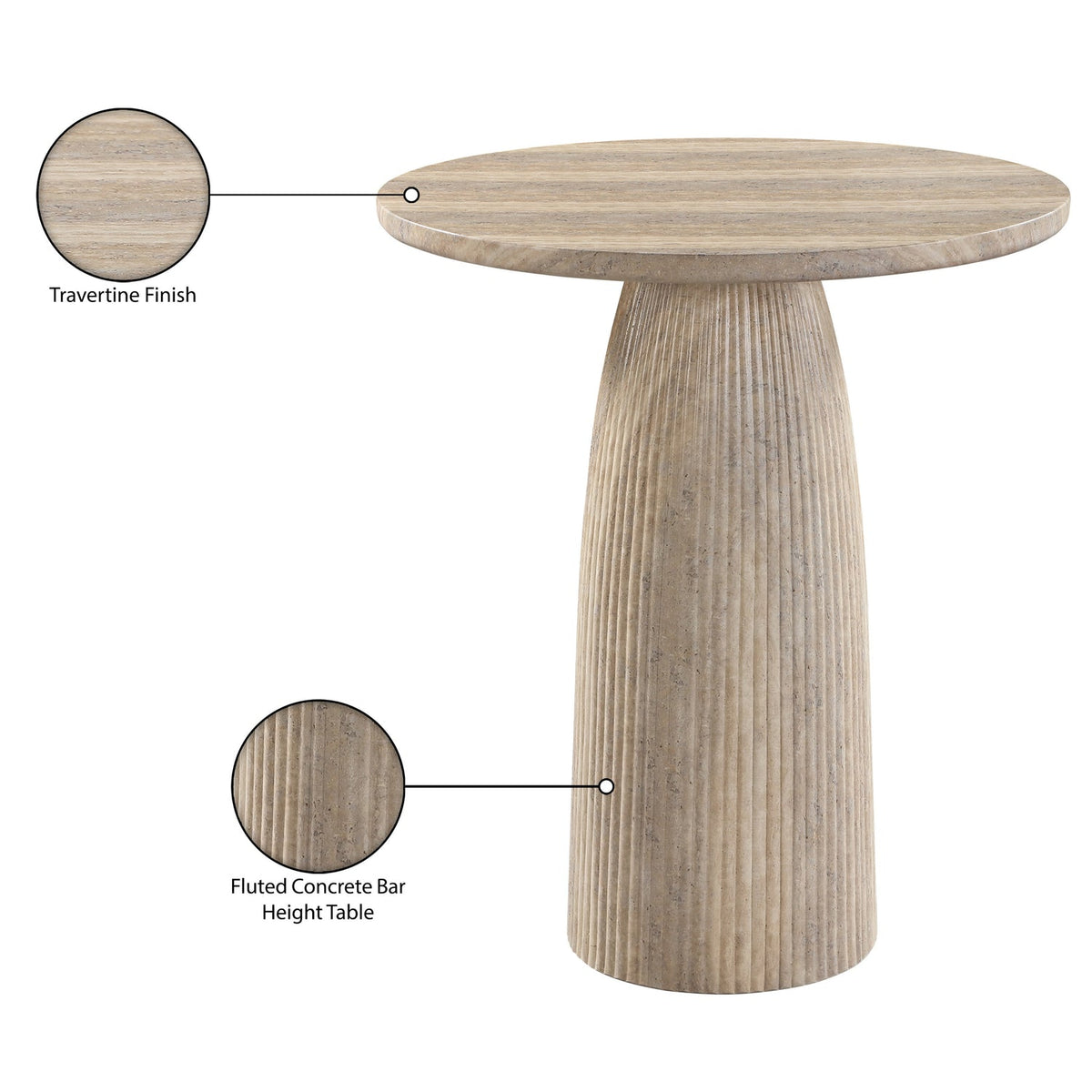 Venosa 36in Travertine Concrete Indoor/Outdoor Bar Table