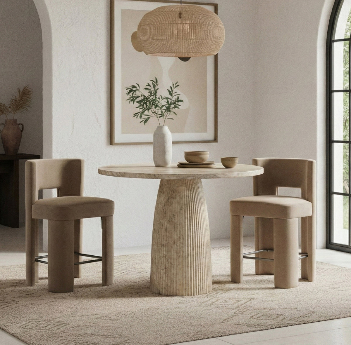 Venosa 36in Travertine Concrete Indoor/Outdoor Bar Table