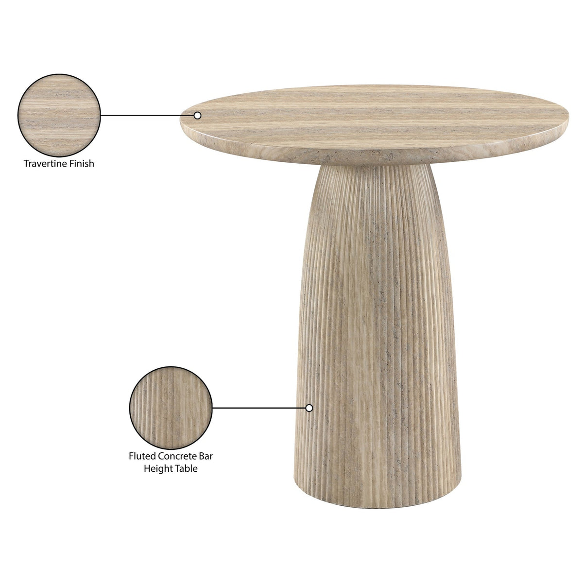 Venosa 42in Travertine Concrete Indoor/Outdoor Bar Table