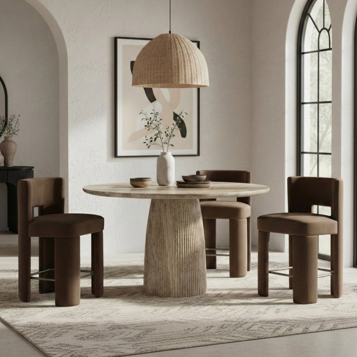 Venosa 42in Travertine Concrete Indoor/Outdoor Bar Table