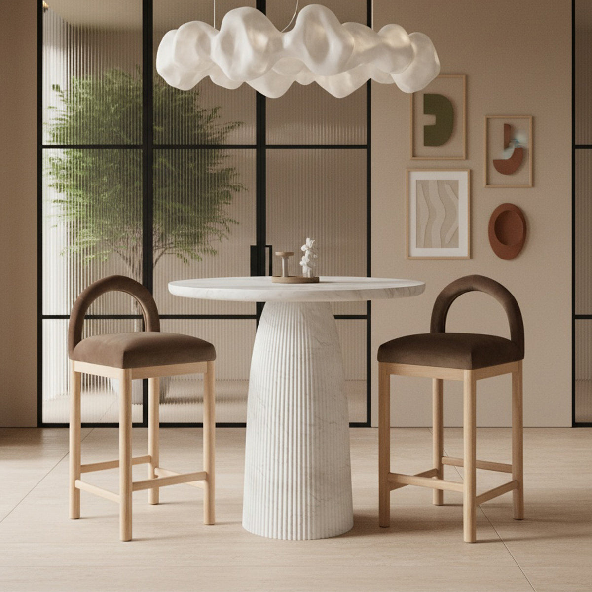 Venosa 36in White Concrete Indoor/Outdoor Bar Table