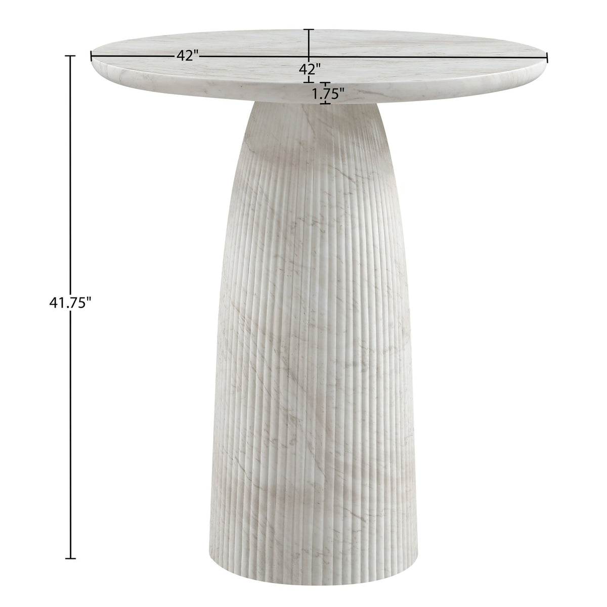 Venosa 42in White Concrete Indoor/Outdoor Bar Table