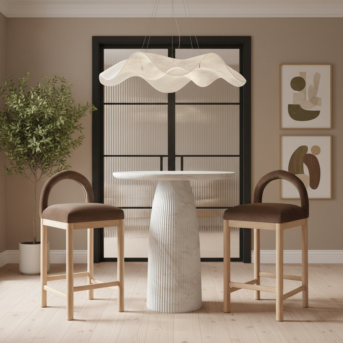 Venosa 42in White Concrete Indoor/Outdoor Bar Table
