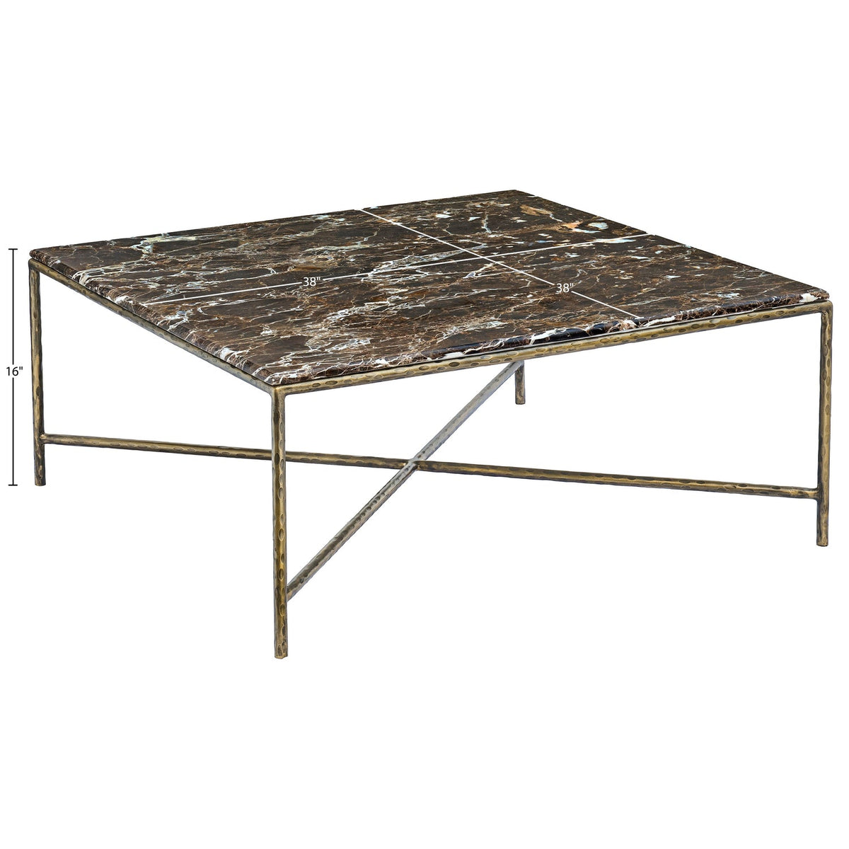 Valen Brown Genuine Marble And Iron Coffee Table