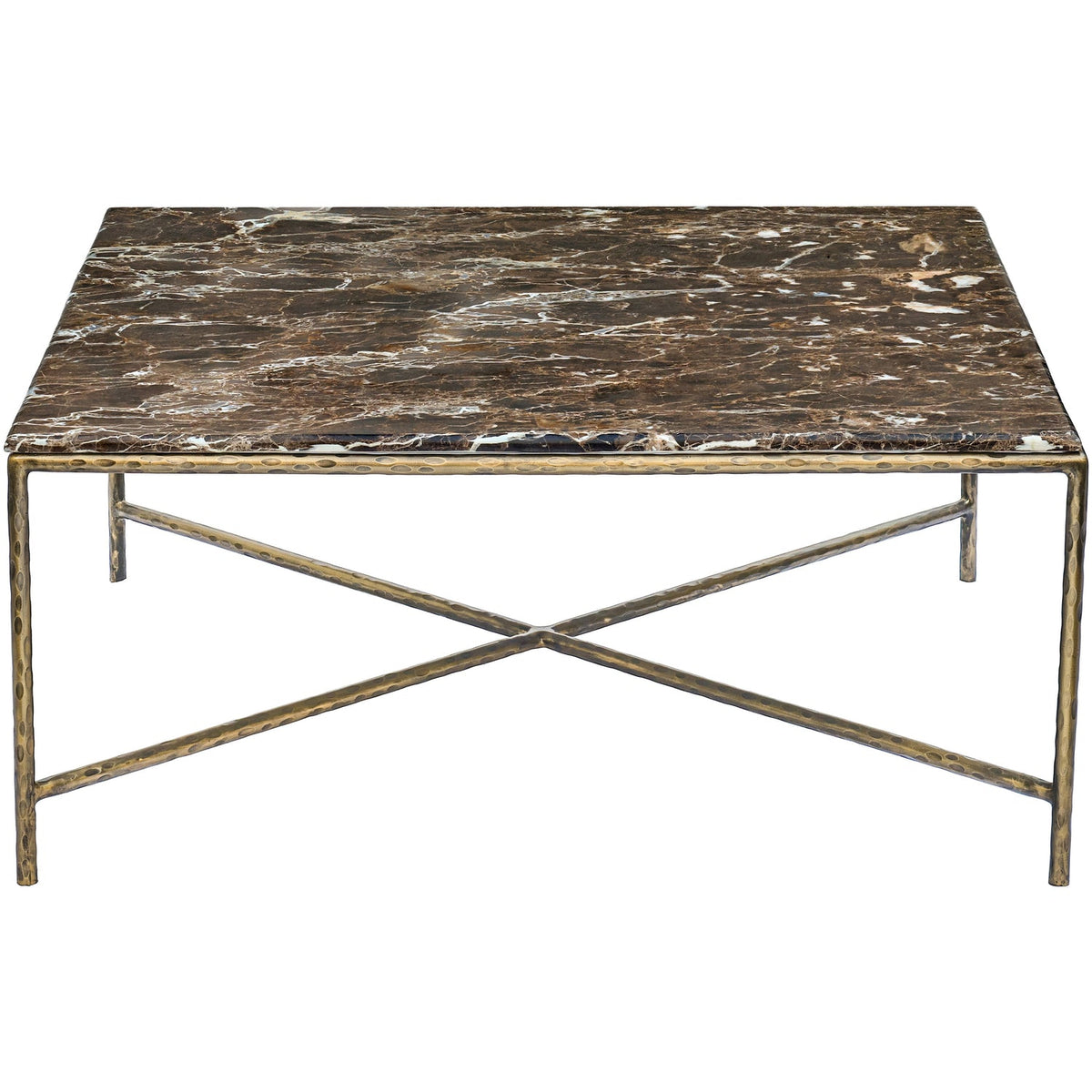 Valen Brown Genuine Marble And Iron Coffee Table