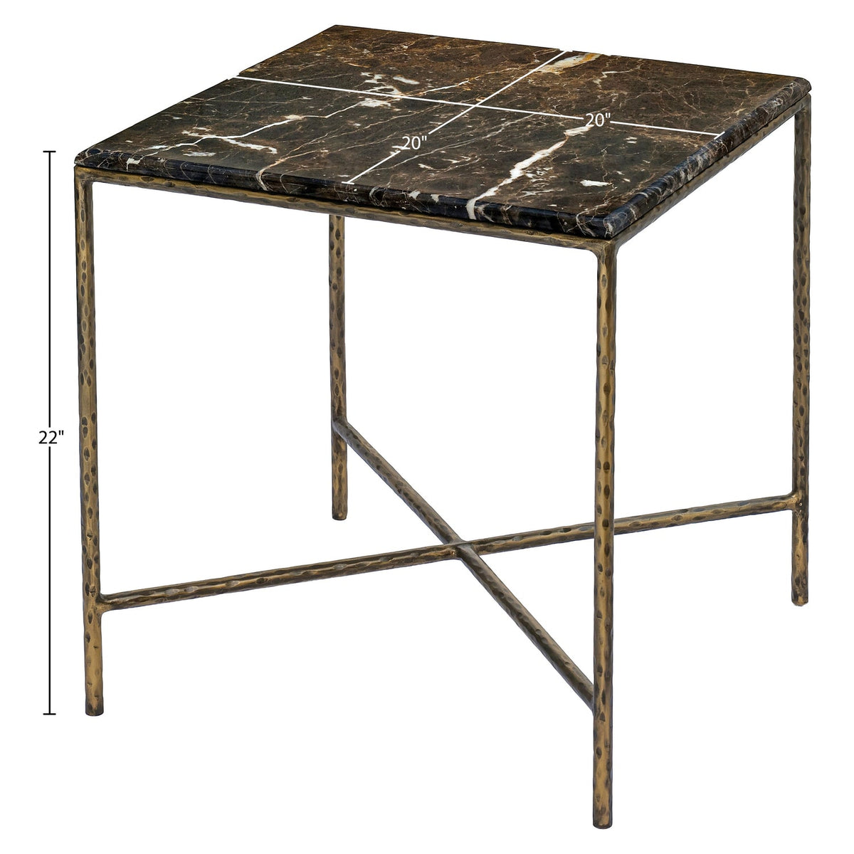 Valen Brown Genuine Marble And Iron End Table Set of 2