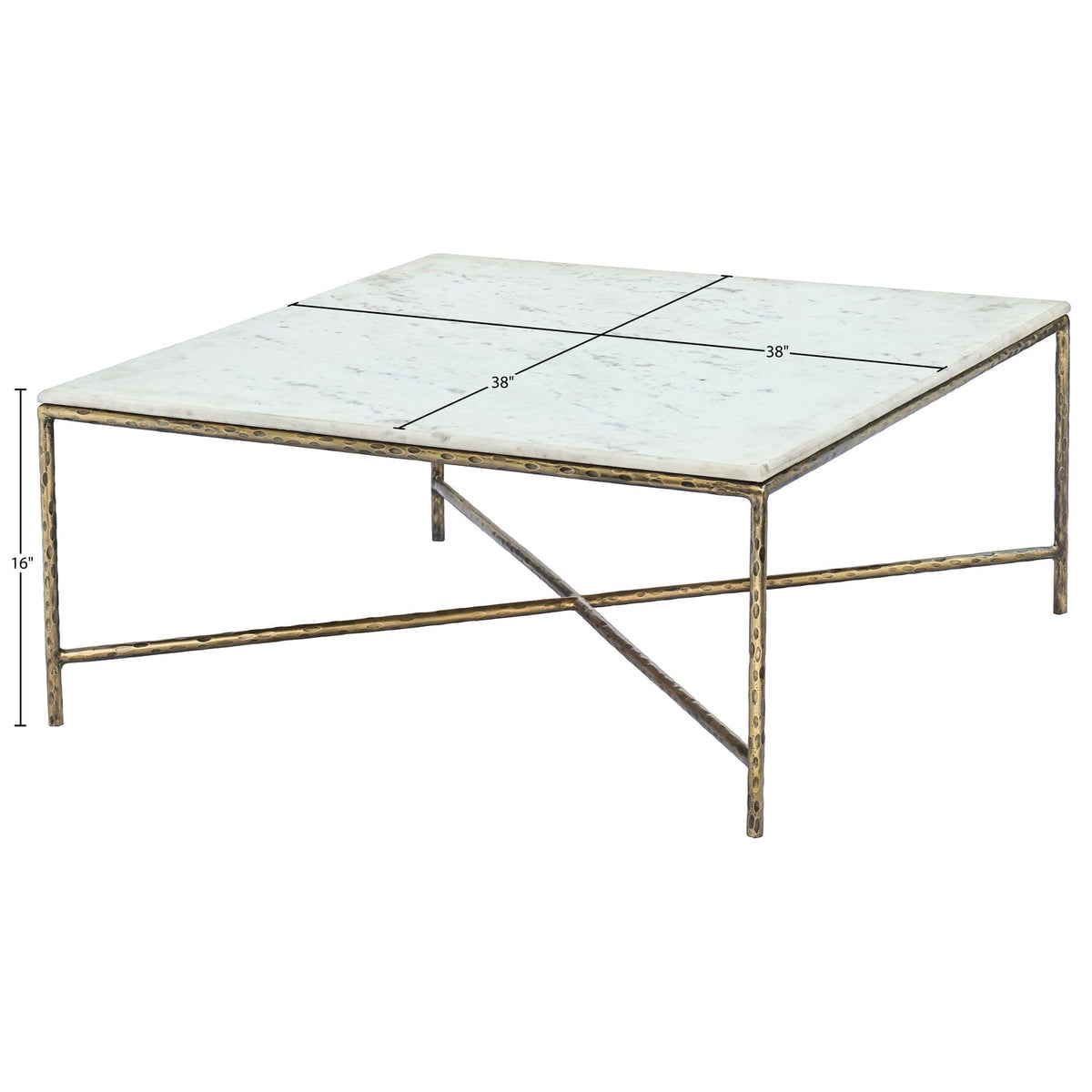 Valen White Genuine Marble And Iron Coffee Table