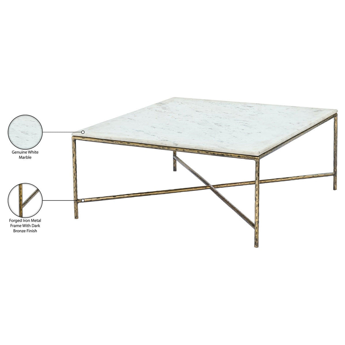 Valen White Genuine Marble And Iron Coffee Table