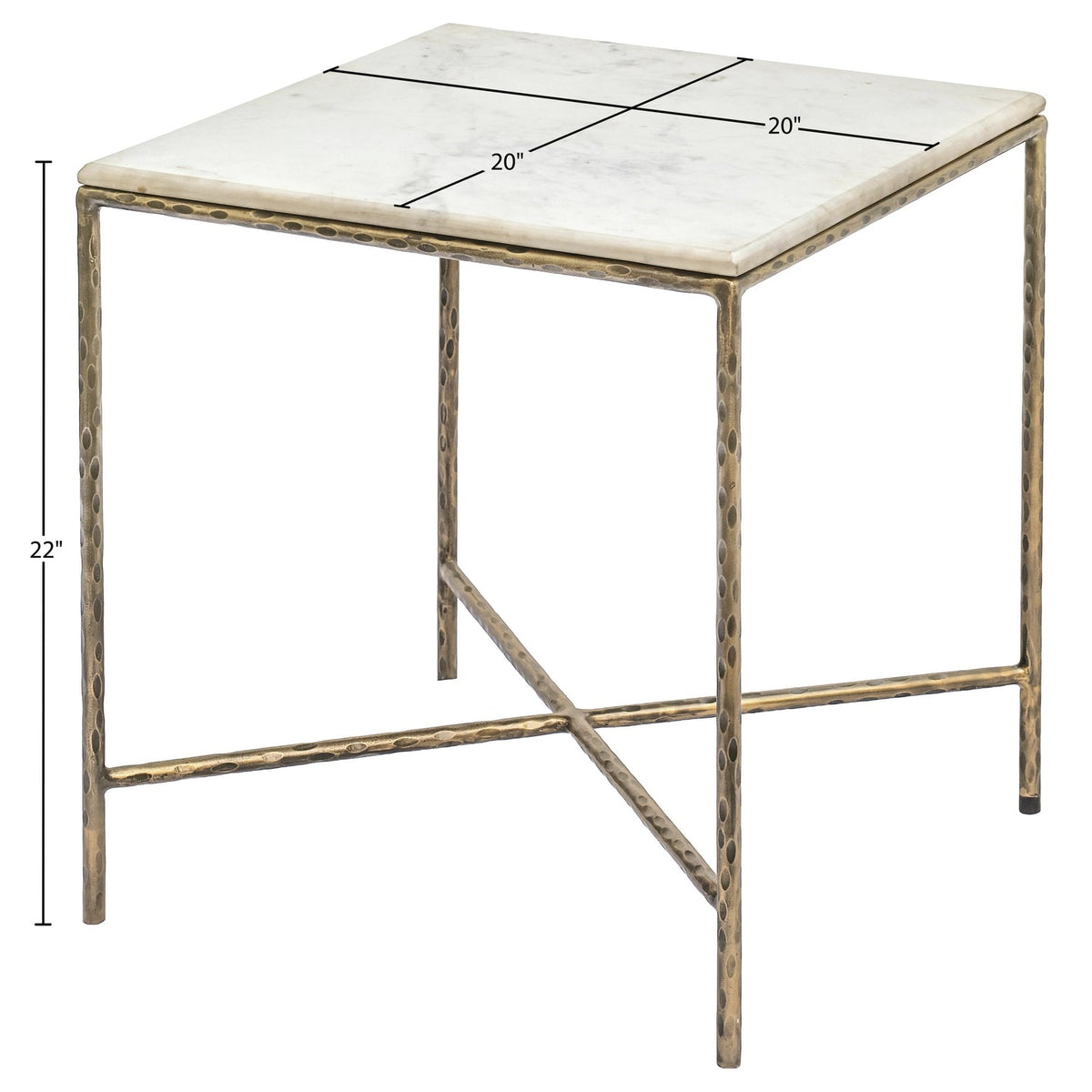Valen White Genuine Marble And Iron End Table Set of 2