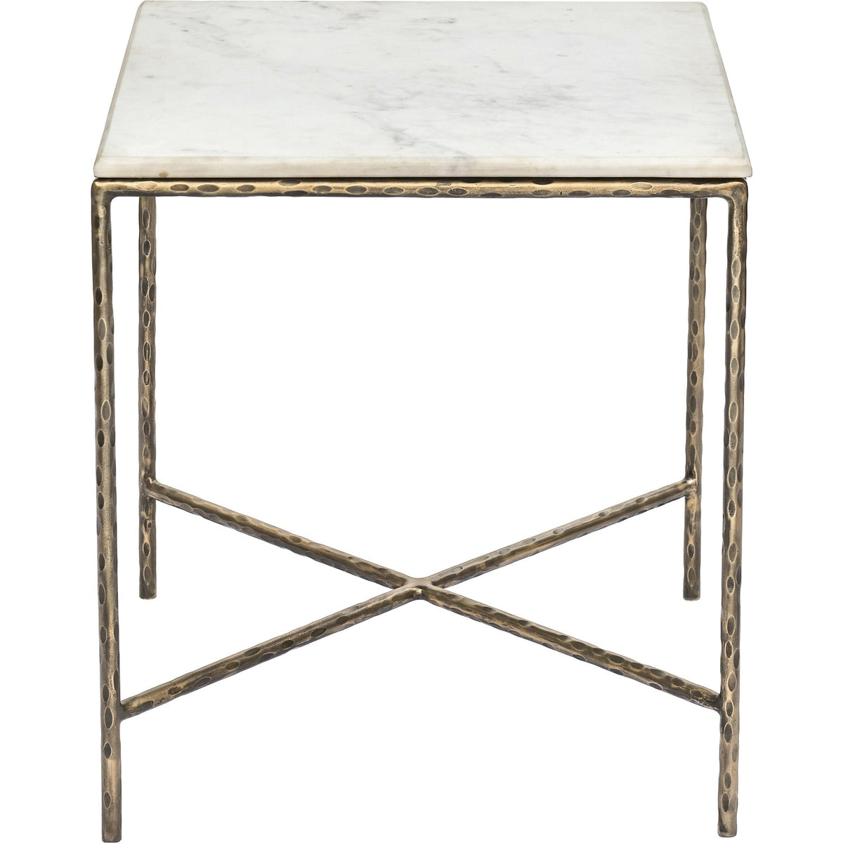 Valen White Genuine Marble And Iron End Table Set of 2