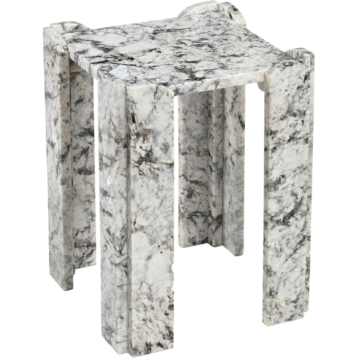 Ravello Alaska Genuine Marble End Side Table Set of 2