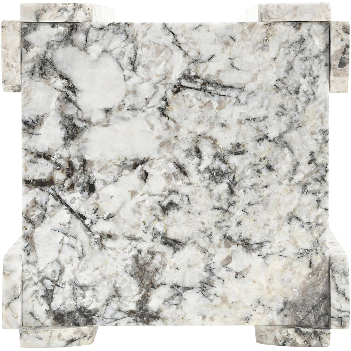 Ravello Alaska Genuine Marble End Side Table Set of 2