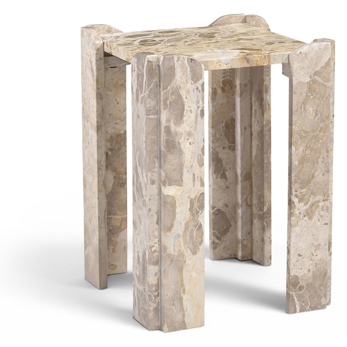 Ravello End / Side Table in genuine Capri beige marble, primary product view