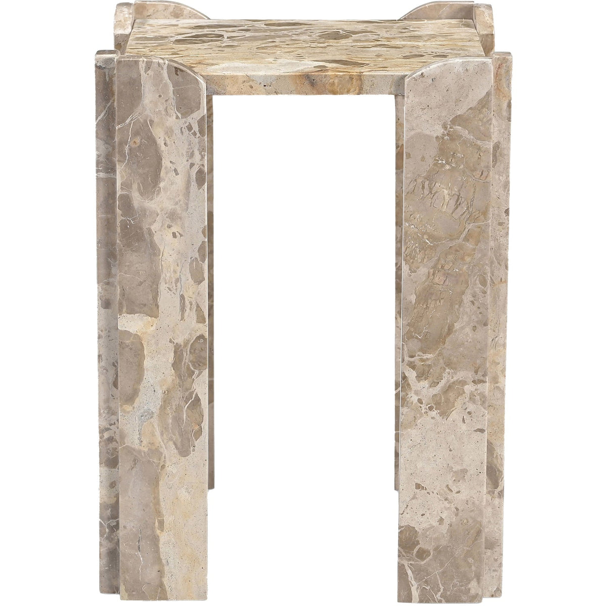 Ravello Beige Genuine Marble End Side Table Set of 2
