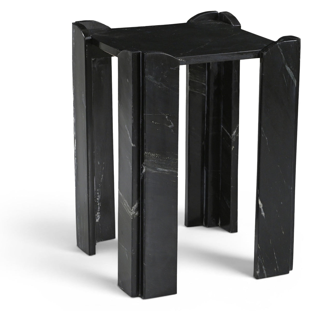 Ravello End / Side Table in genuine Black Marin marble, primary product view