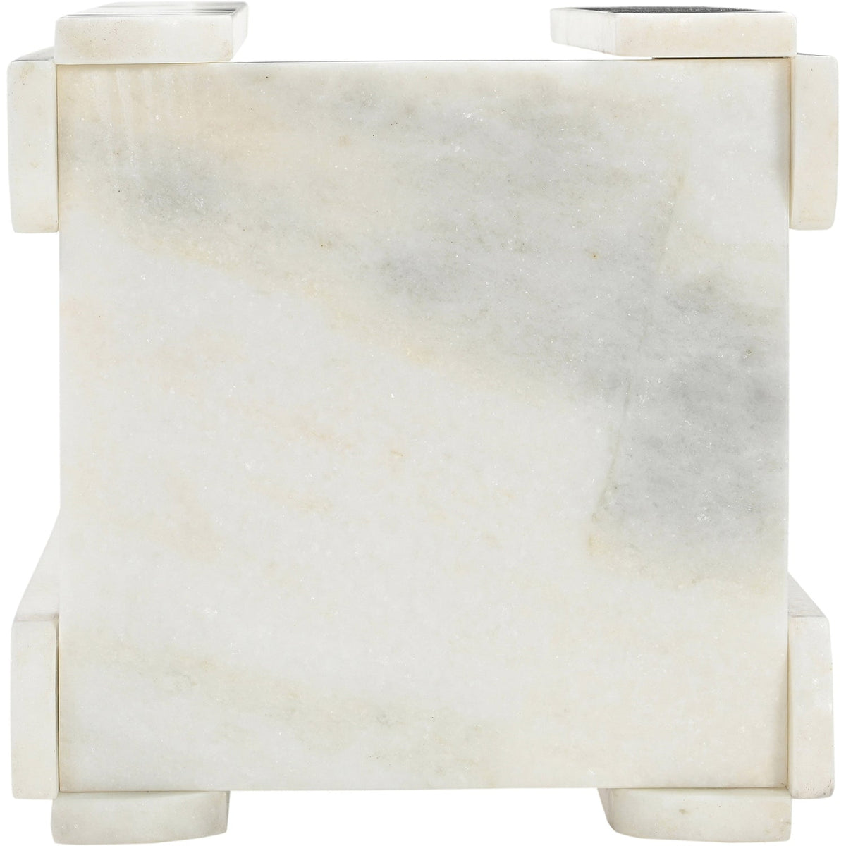 Ravello White Genuine Marble End Side Table Set of 2