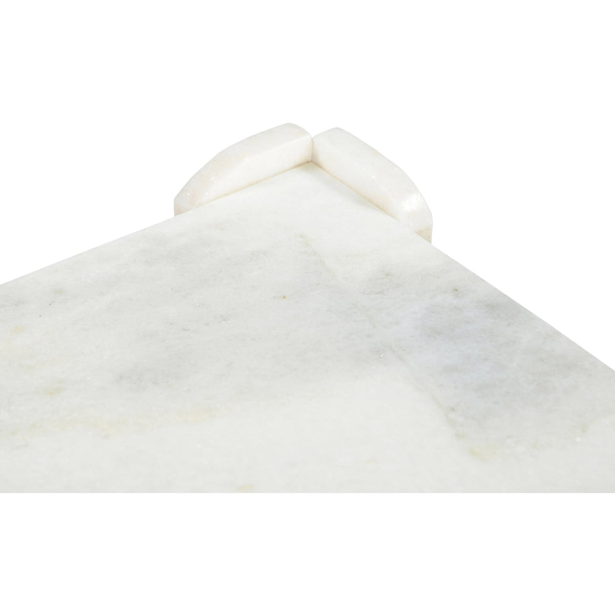 Ravello White Genuine Marble End Side Table Set of 2