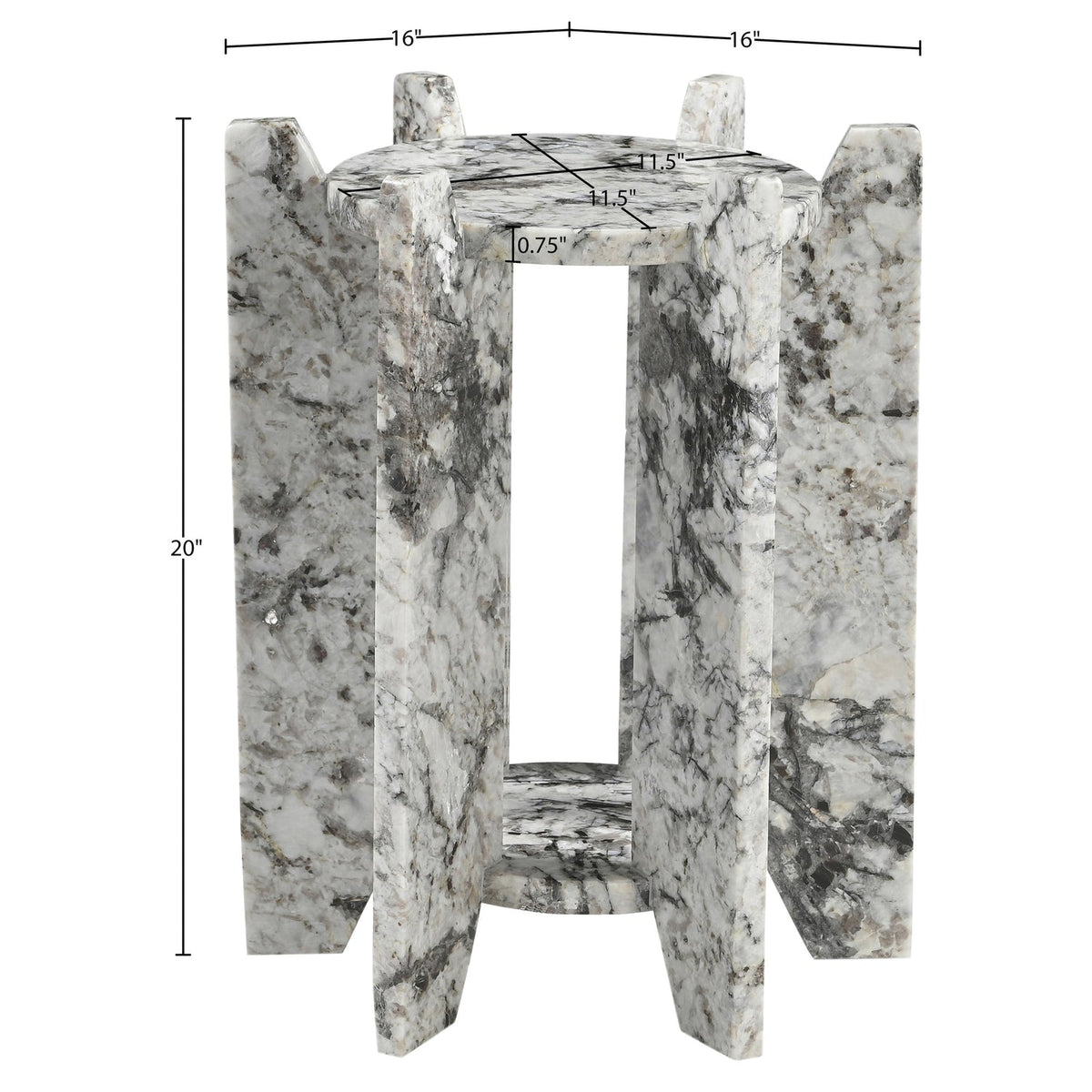 Soriano Alaska Genuine Marble End Side Table Set of 2